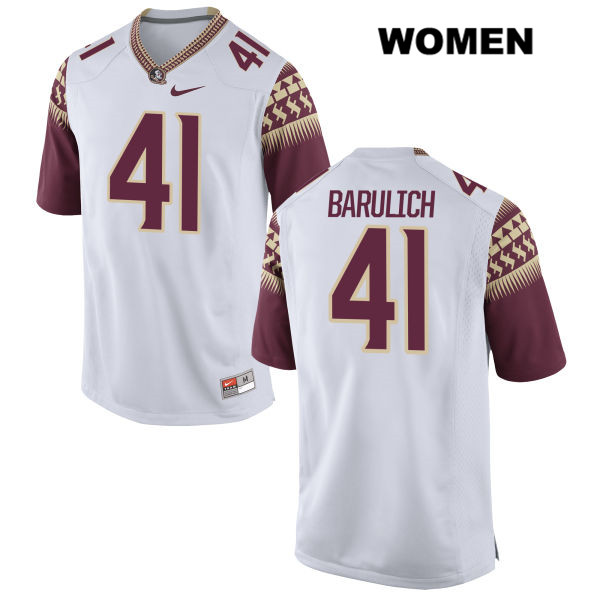 Women's NCAA Nike Florida State Seminoles #41 Michael Barulich College White Stitched Authentic Football Jersey LDC8169AC